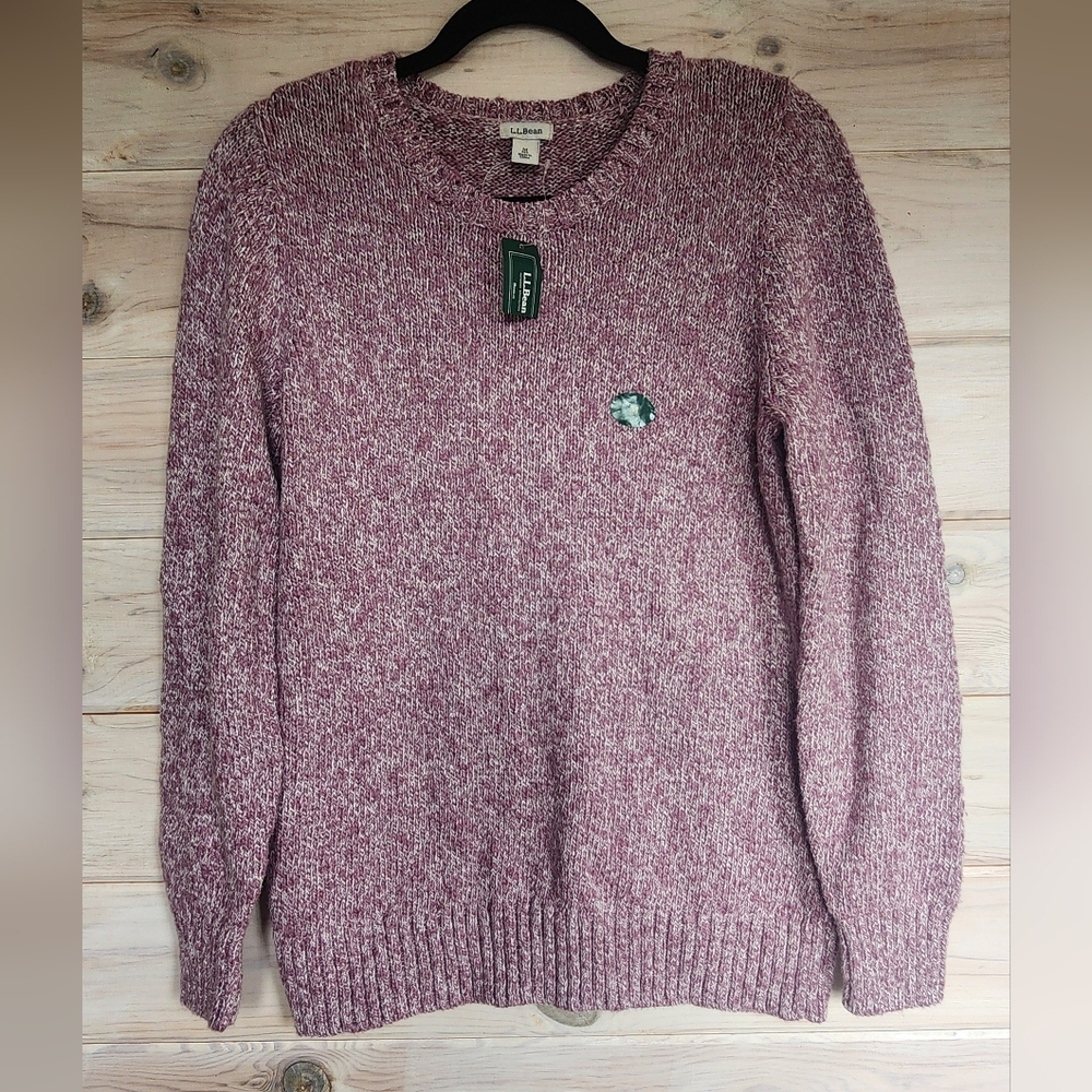 New With Tags LL Bean Cotton Crewneck Sweater in Vintage Plum